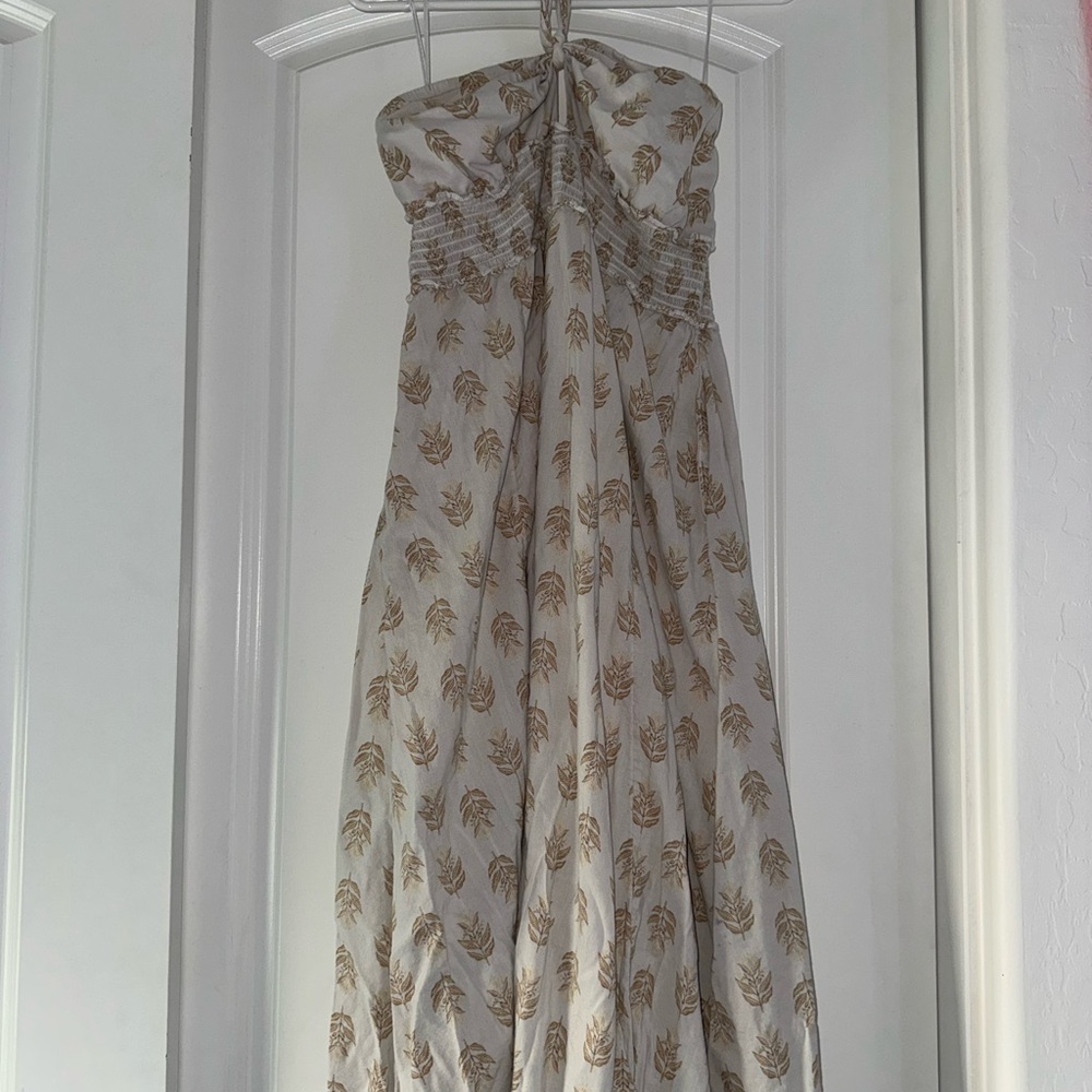 Old Navy Strapless Cream and Brown Dress